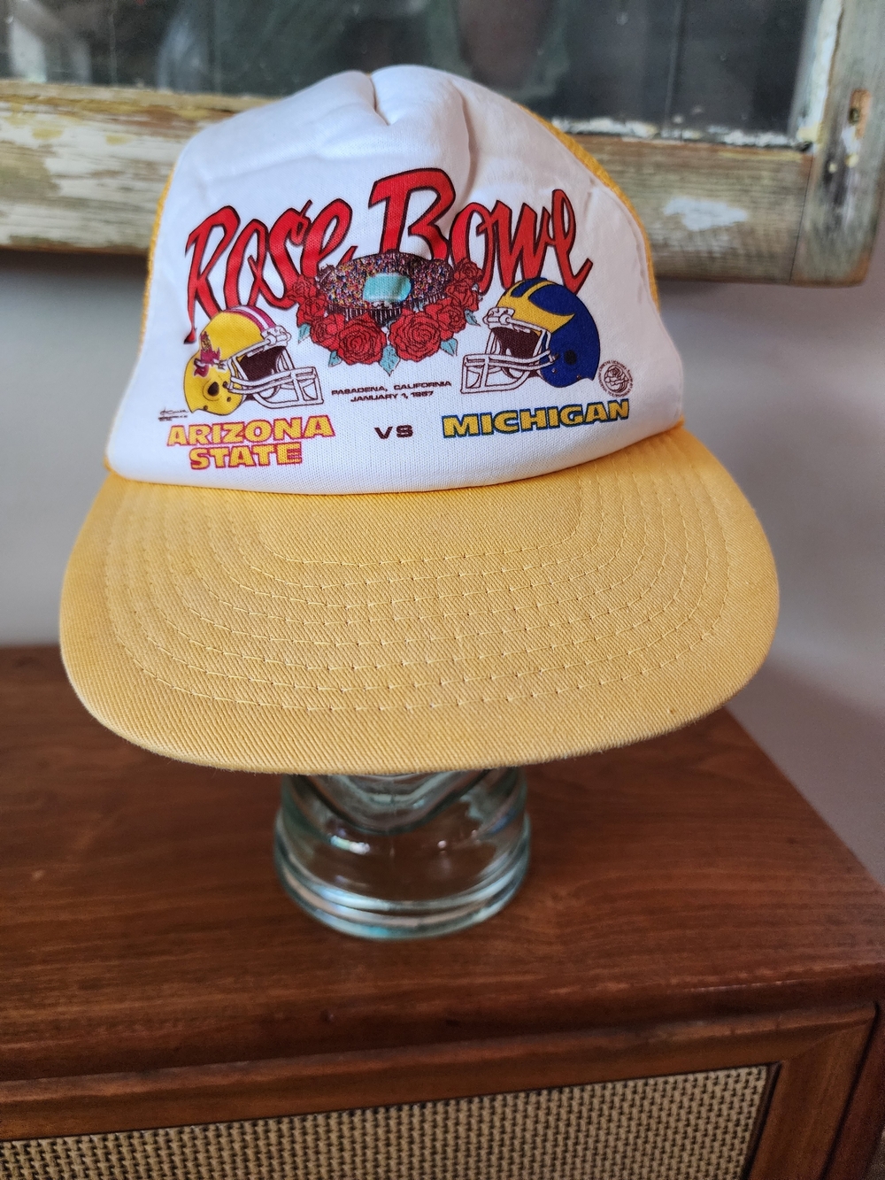 Vintage 1987 Rose Bowl Trucker Hat - Arizona State vs Michigan